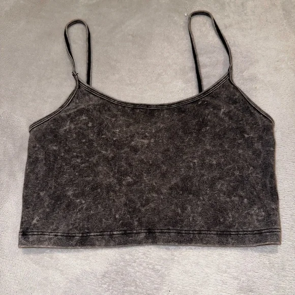 "Forever 21 Black Tie-Dye Cropped Tank Top - Size Small" - Picture 1 of 3